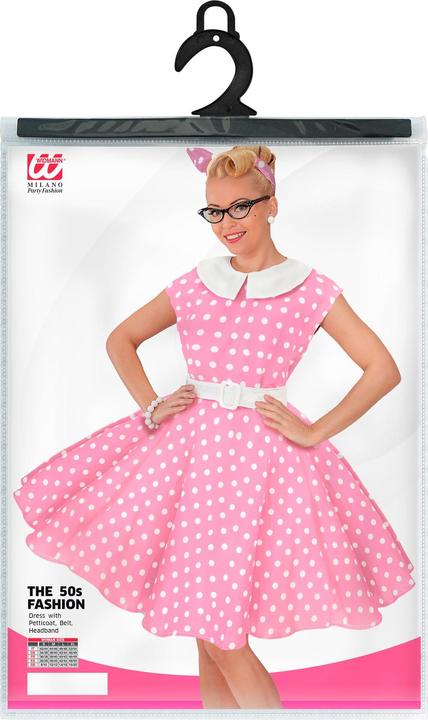 Actual product image Widmann 50's ROCK'N'ROLL FASHION ROSA (dress with petticoat, belt, hairband), M (M)