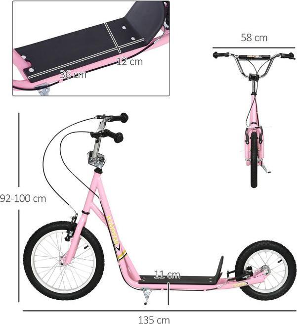 Image du produit Swisshandel24 trottinette avec freins 16/12 pouces trottinette Cityroller enfants Kickboard pour 5+ ans
