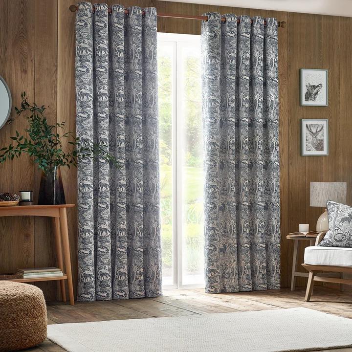 Actual product image Furn Winter Woods Chenille Animals Eyelet Curtains (117 x 137 cm)