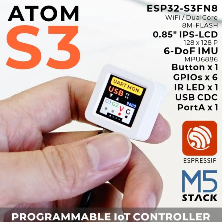Image du produit M5Stack Kit de développement AtomS3 avec écran couleur 0,85 pouce