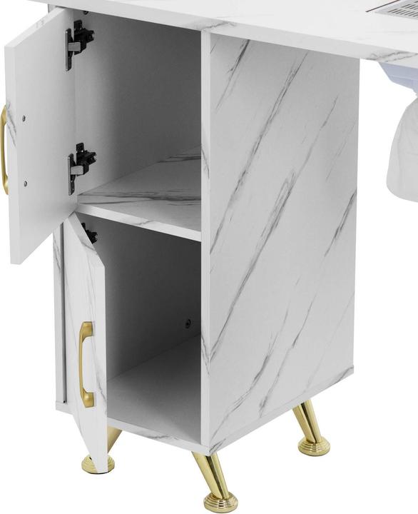 Actual product image Physa Nail Table - extraction system - marbled / golden - 3 drawers - hand rest