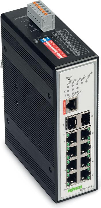 Wago 852-303 Commutateur industriel administrable 8 PORST 100BASE-TX 2 slots - commutateur - 1 Gbps (8 Ports)