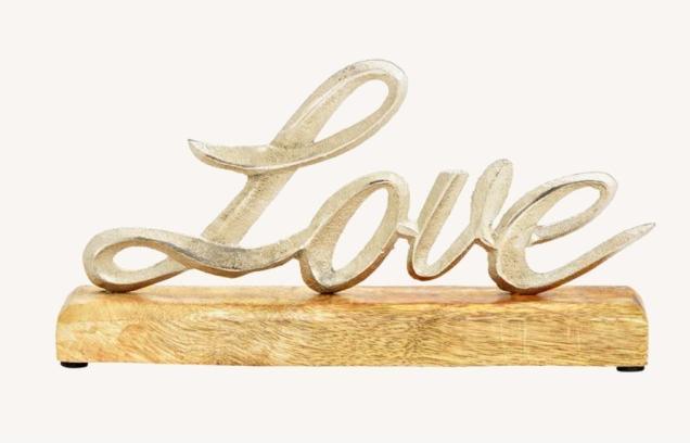 Immagine prodotto G. Wurm Espositore con scritta Love, su base in legno di mango, in metallo argentato (L/H/D) 25x13x5cm