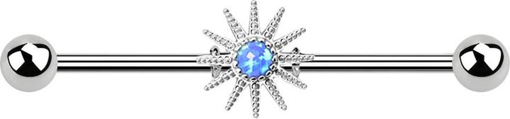 Immagine prodotto Star Piercing Barbell silber mit Sonnenstrahlen und Opal blau (Acciaio chirurgico 316L, Ottone)