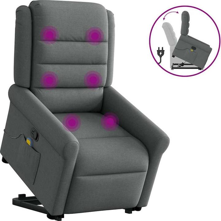 Actual product image VidaXL Massage chair with stand-up aid dark grey fabric