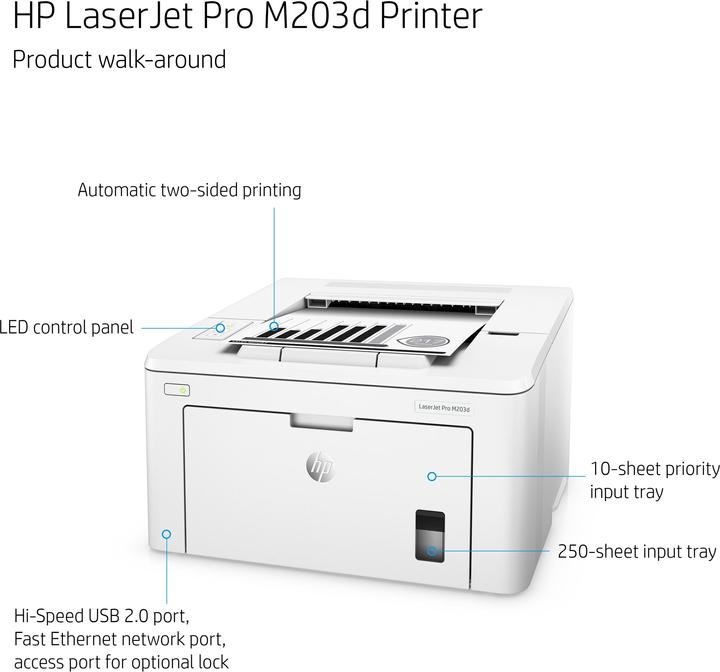 Produktbild HP M203dn LaserJet Pro (Laser, Schwarz-Weiss)