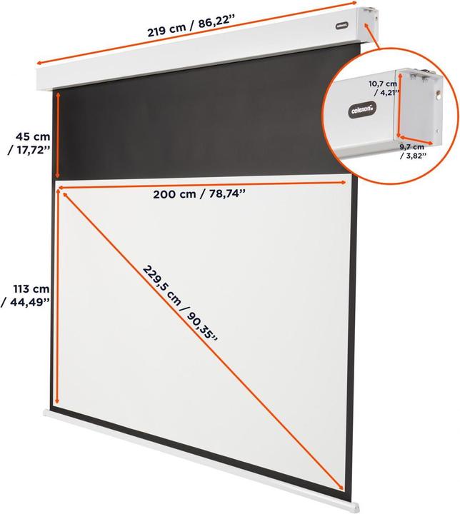 Produktbild Celexon Motorleinwand Batterie V2.0 Motor Pro Plus 200x113 cm 16:9 (90.35", 16:9)