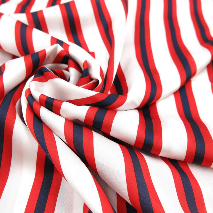 Image du produit Stoffrestposten Satin - rayures rouges - vente minimale : 1 mètre