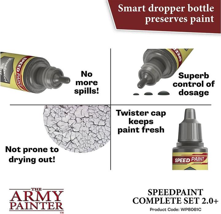 Produktbild The Army Painter Speedpaint Complete Set 2.0 (Pink, Rot, Bronze, Silber, Blau, Braun, Schwarz, Gelb, Gold, Violett, Substanz: Flüssigkeit, Grau, Grün, 1620 ml)