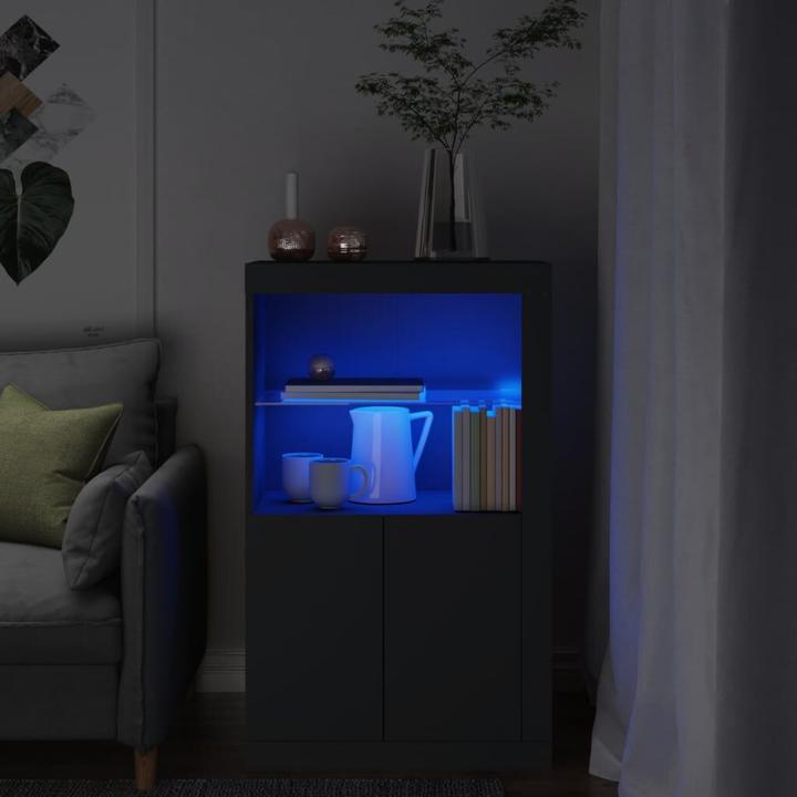 Actual product image VidaXL Side cabinet with LED lights black (60.5 x 37 x 100 cm)