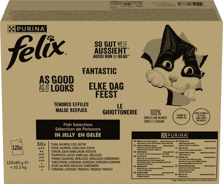 Felix Fisch (Thunfisch, Lachs, Kabeljau, Seelachs) (Adult, 120 Stk., 10200 g)