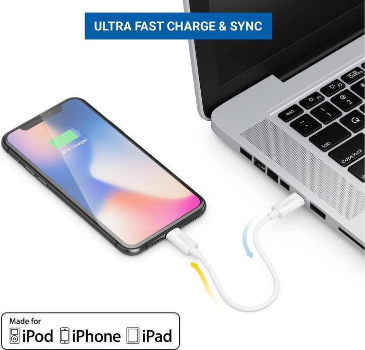 Actual product image deleyCON USB 2.0 cable USB C - Lightning 0.15 m (0.15 m, USB 2.0)