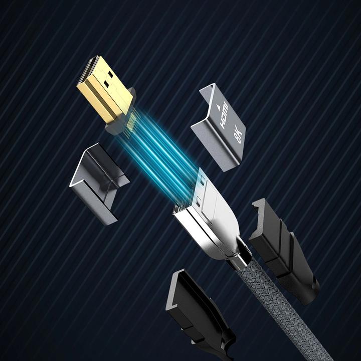 Actual product image Wozinsky cable HDMI 2.1 8K 60 Hz 48 Gbps / 4K 120 Hz / 2K 144 Hz 1 m Silver (WHDMI-10) (1 m, HDMI)