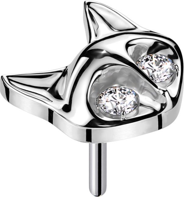 Produktbild Star Piercing Threadless Fuchs silber zwei Augen Kristall silber (Titan G23, ohne Messing)