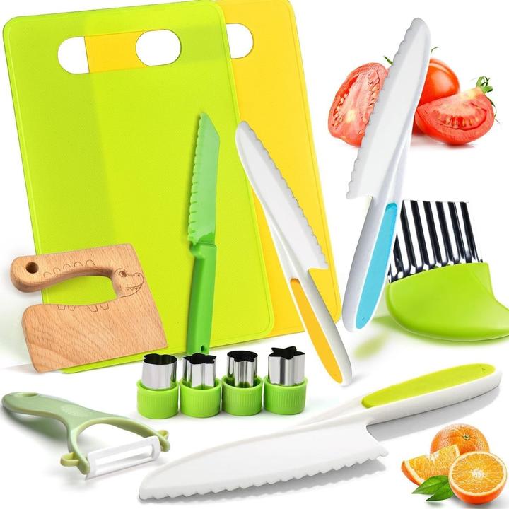 Produktbild König Design Kinder Kochmesser Set 13-teiliges Set Schneidebrett Messer Messer Ausstechformen
