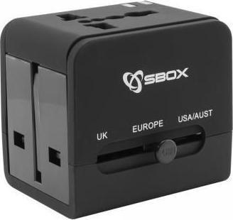 Actual product image Sbox TA-23 Universal Travel Adapter with Dual USB Charger
