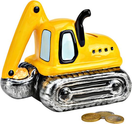 Produktbild G. Wurm Spardose Bagger aus Keramik gelb (B/H/T) 16x14x11cm