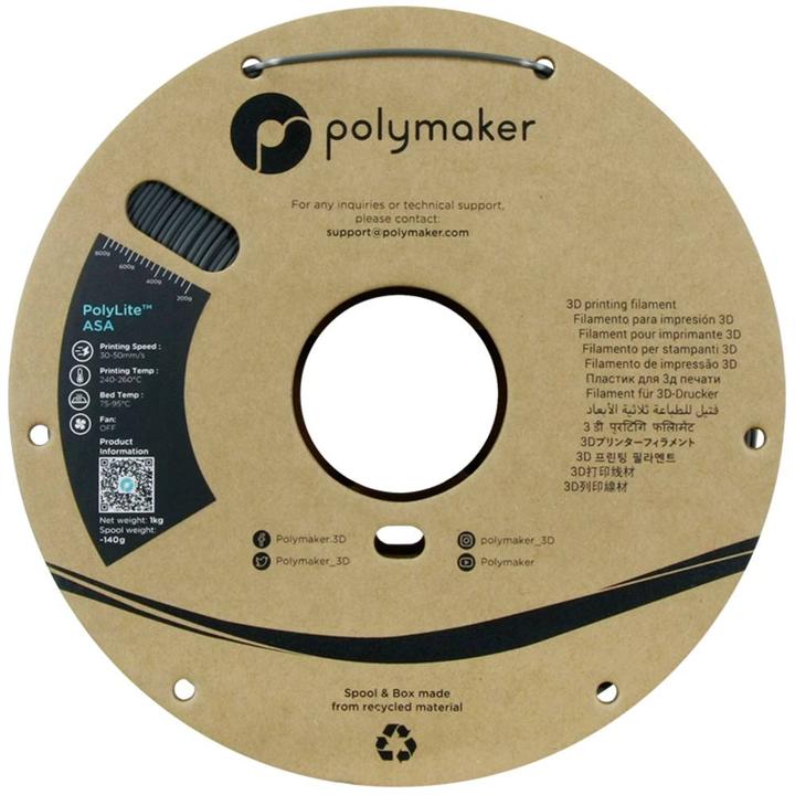 Immagine prodotto Polymaker PF01037 Grigio Scuro Filamento ASA resistente ai raggi UV, agli agenti atmosferici e al calore (ASA, 1.75 mm, 1000 g, Grigio)