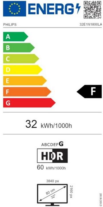 Energie-Label Philips 32E1N1800LA (3840 x 2160 Pixel, 31.50")