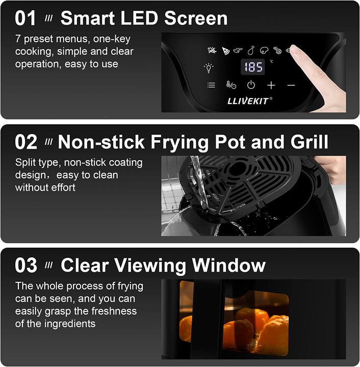 Actual product image Llivekit Hot Air Deep Fryer 5 L