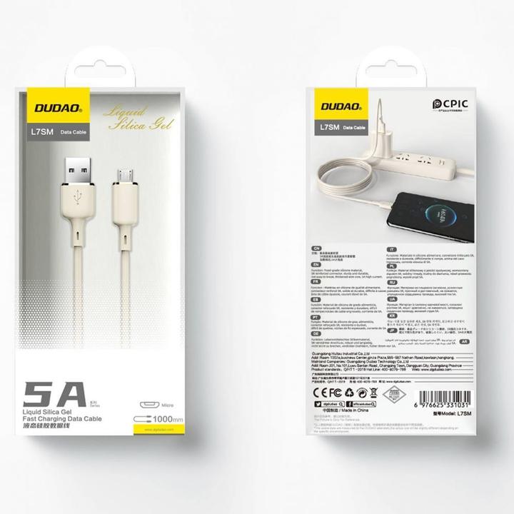 Produktbild Dudao L7SM USB-A - Micro-USB-Kabel 5A 1m - Beige (1 m)