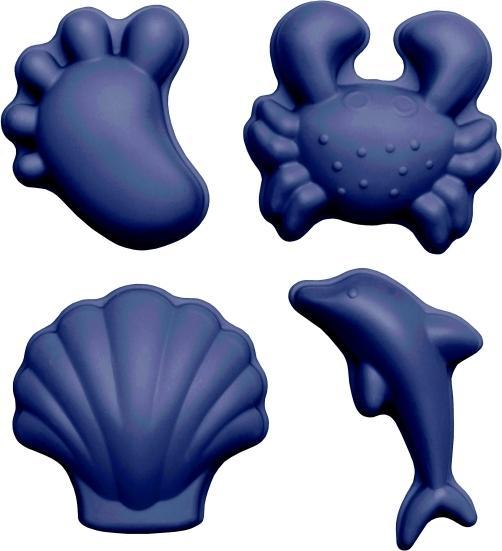 Immagine prodotto Scrunch Secchiello - Set di 4 stampi per sabbia in silicone blu scuro