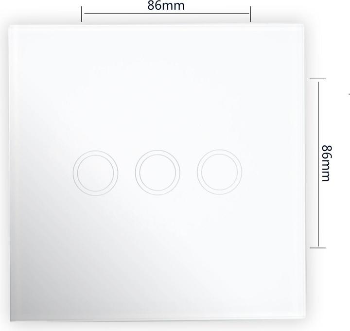 Produktbild PNI Dreifachschalter mit Touch SH303 aus Glas, weiss mit LED-Anzeige
