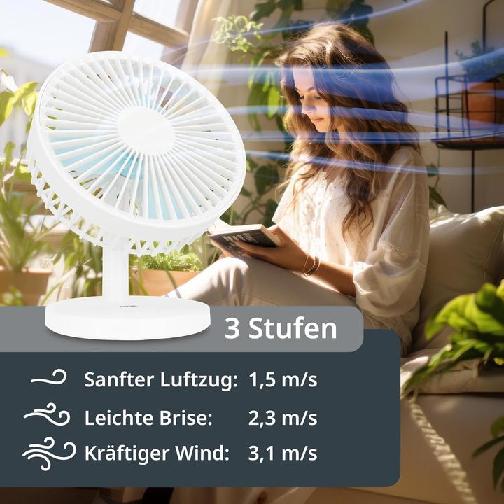 Produktbild ADE USB-Tischventilator mit Akku und 3 Stufen (40 dB)