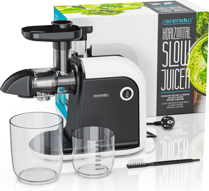 Produktbild Arendo Slow Juicer 150 W, Gemüse & Obst Entsafter elektrisch, Edelstahl, 700ml Saftkanne 1,5l Restebehälter