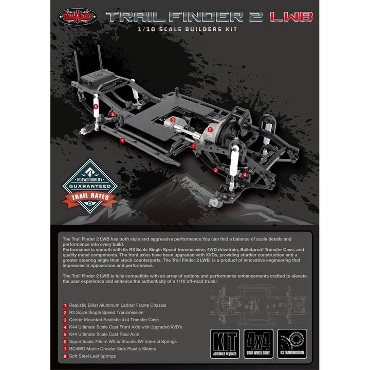 Immagine prodotto Rc4Wd Kit telaio Crawler Trail Finder 2 LWB, 1:10 (Kit)