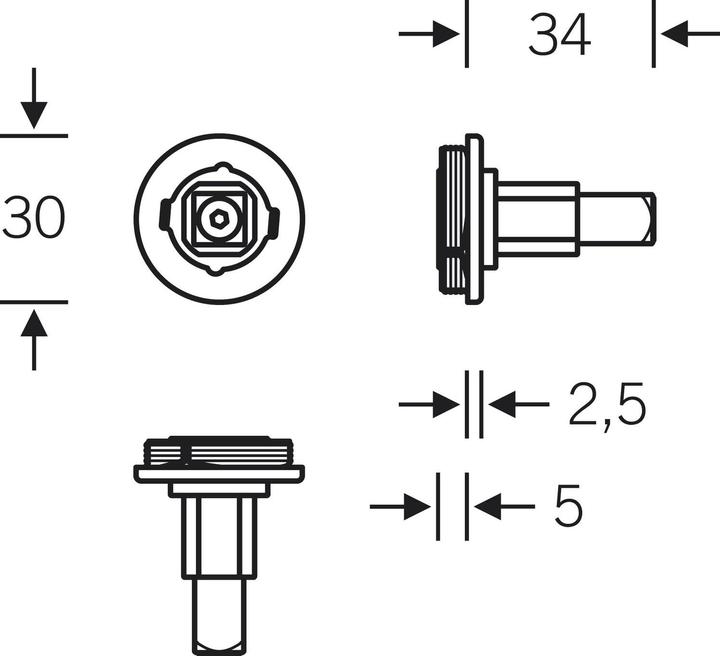 Actual product image FSB Push-in handle 15 1005 on mini rosette, door thickness 39-48 mm, matt stainless steel (Door handle)
