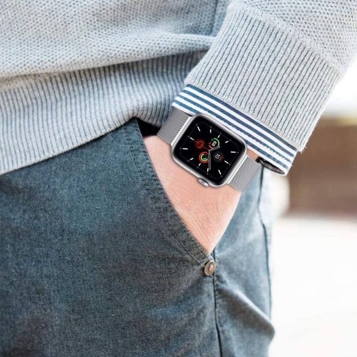 Actual product image Tech Smart Clock Apple 1/2/3 belt, pink, 42 mm (Stainless steel, Apple Watch SE)