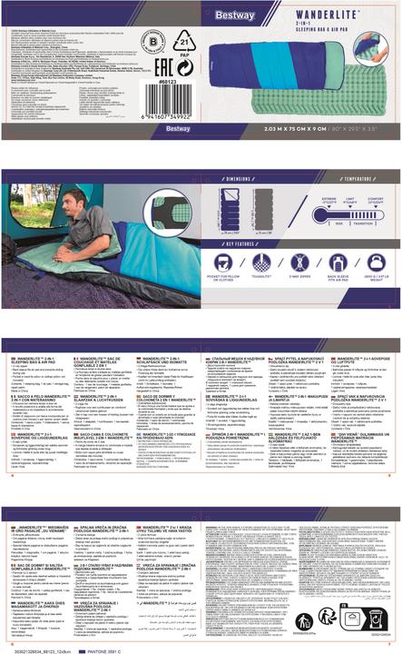 Productafbeelding Bestway 2-in-1 slaapzak Wanderlite™ met geïntegreerd, opblaasbaar slaapmatje 203 x 75 x 9 cm (198 cm)