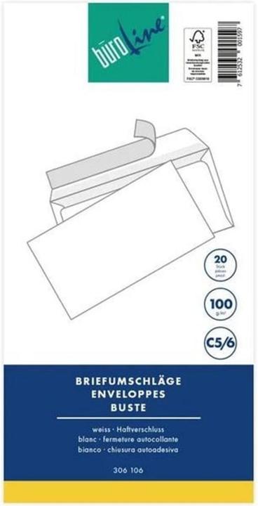 Image du produit BüroLine Enveloppe (C5, C6, 20 x)