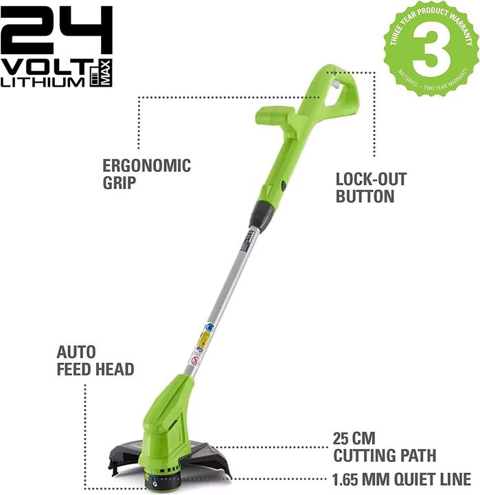 Actual product image Greenworks Cordless lawn trimmer 24V 25cm incl. battery 2Ah and charger