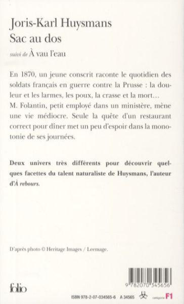 Produktbild Sac au dos, suivi de A vau l'eau (Französisch, Joris-Karl Huysmans, 2007)