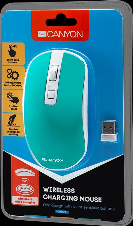 Actual product image Canyon Wireless rechargeable mouse with silent buttons MW-18, Aquamarine (Wireless)