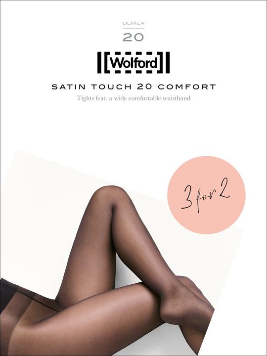 Wolford Satin Touch 20 Comfort (3 pour 2) Collants, couleur 7212 nearly black, taille 48-50 (20 DEN, 48 - 50)