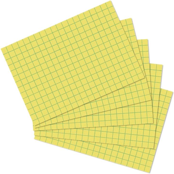 Actual product image Herlitz Index cards, DIN A6, squared, yellow made of paper, 170 gsm, wood-free, 5 mm squared, line colour: (A6, 170 g/m², 100 x)