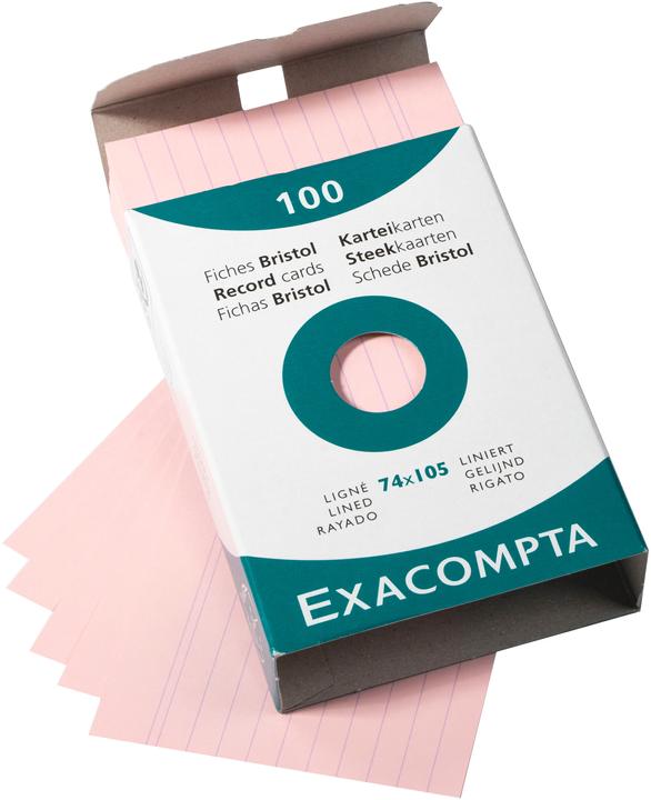 Image du produit Exacompta Fiches lignées roses, 100 (A7, 205 g/m², 100 x)
