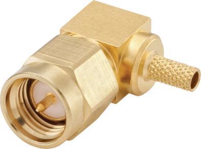 Rosenberger Kabelstecker SMA abgew., SMA, Messing, Stecker, Rechter Winkel, 50Ohm, Lötanschluss, Crimp-Anschluss
