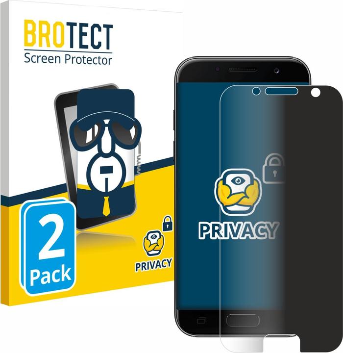 Productafbeelding BROTECT Anti-spionnetje privacyfolie Beschermfolie tegen blauw licht (2 Stuk, Samsung Galaxy A3 (2017))