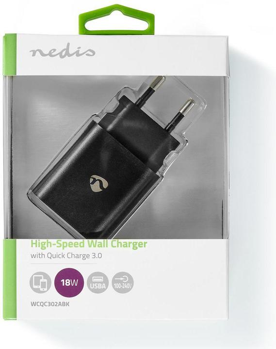 Produktbild Nedis Netzladegerät 18 W 1.5 2.0 3.0 A - Anzahl der Ausgänge: 1, USB-A, Kein Kabel im Lieferumfang e (18 W)