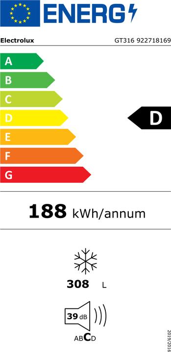 Energie-Label Electrolux GT316 (Freistehend, 308 l)