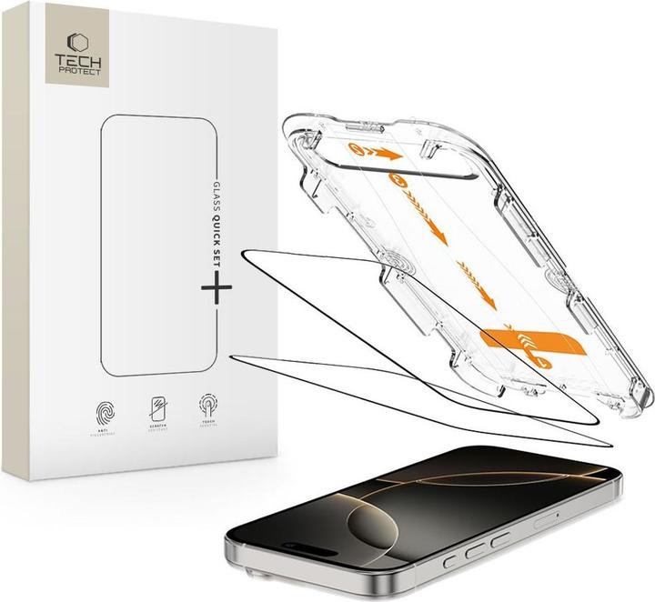 Produktbild Tech-Protect Quick Set+ 2er-Pack Panzerglas für iPhone 16 Pro (1 Stück, Apple iPhone 16 Pro)