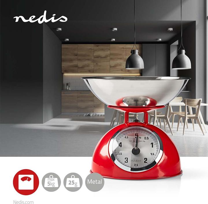 Actual product image Nedis Kitchen Scale Retro Ana Logo Metal Red, KASC110RD