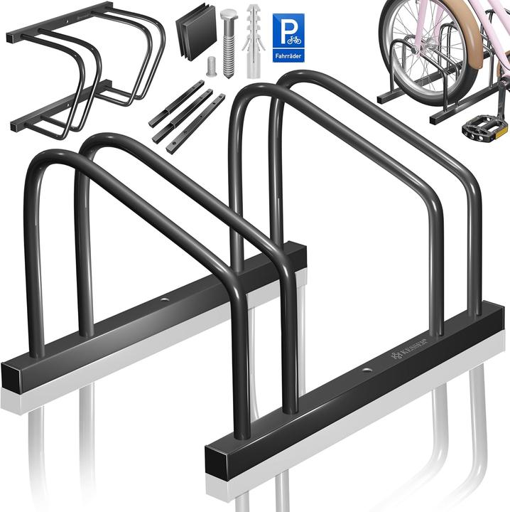 Kesser Erweiterbarer Fahrradständer für 2 Fahrräder inkl. Parkschild