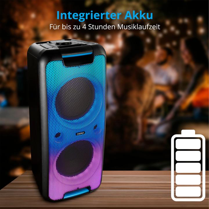 Immagine prodotto Medion P61080 sistema audio per feste con altoparlanti, microfonico, karaoke, batterie oplaadbare (4 h, Corrente elettrica)