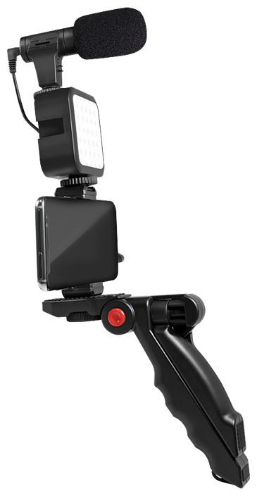 Produktbild LogiLink Vlogger Kit mit LED-Licht, Mikrofon + Stativ, für 4,77" Smartphones