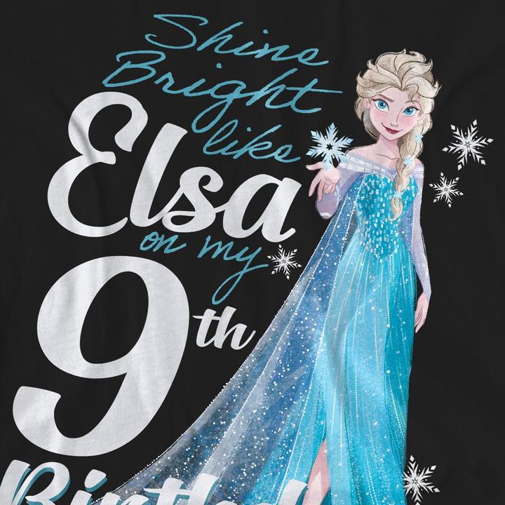 Actual product image Disney Frozen Unisex Adult Bright Like Elsa 9th Birthday T-Shirt (XXL)